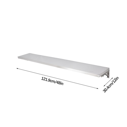 Folding Stainless Steel Concession Shelf Wear-Resistant Food Shelf 48x12 inches - Picture 4 of 11