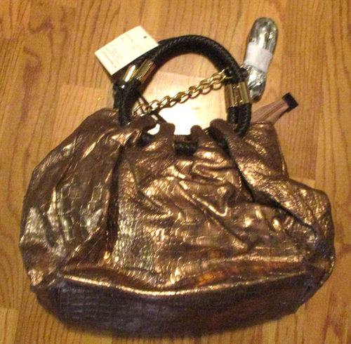 Handbag Co~Bronze Purse~ZIppered Closure~Original Tags~VMC1872~New Old Stock - Imagen 3 de 19
