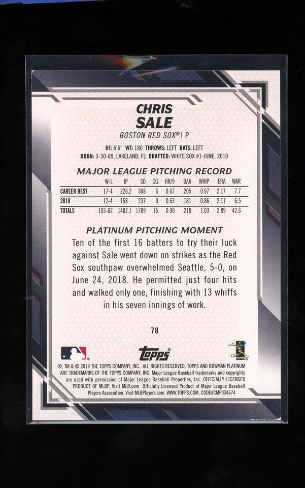 2019 Bowman Platinum CHRIS SALE Orange /25 - Image 2 of 2