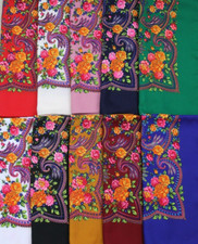 Ethnic Folk Russian Shawl Scarf Slavic Babushka Floral Scarf Modern Chic Boho