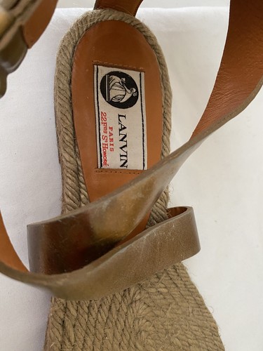 Lanvin Bronze Leather Studded Ankle Strap Espadrilles Sandals Women Sz 38/ US 7 - Picture 6 of 6