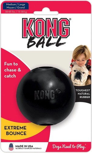 Kong Extreme Bounce Ball mittelgroß/groß Gummi Leckerli stofftierbar Apportieren & Kauen Hundespielzeug 3 Zoll