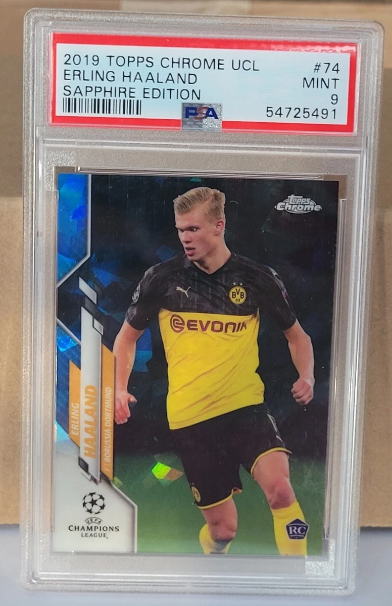 Erling Haaland 2019-20 Topps Chrome UCL Sapphire #74 PSA 9 MINT
