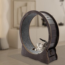 Modern Cat Wheel Round Cat Exercise Wheel for Indoor Cats With Floor Mount Brown