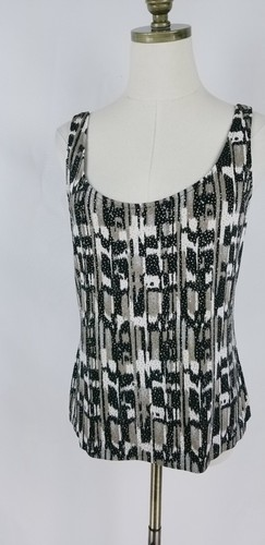 Alex Evenings 2pc Women's Size L Glitter Jacket and Tank Top Set Black White Ta - Picture 11 of 12