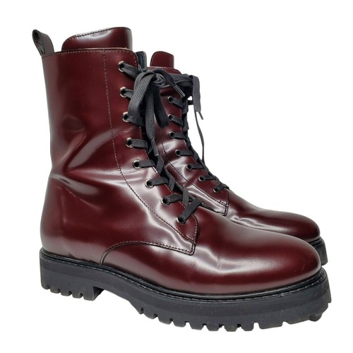 Burgundy patent leather combat boots Clearance