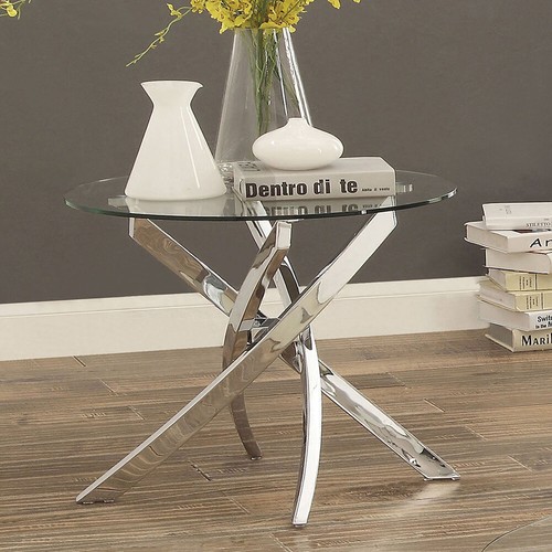 Kitchen Dining Room Table In Chrome Round Clear Glass Top 2/4 Faux Leather Chair - Picture 4 of 17