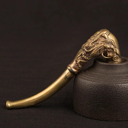 Handmade Carving Dragon Brass Metal Smoking Pipe Chamber Tobacco Herb Accessorie - Picture 6 of 8