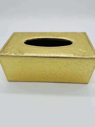 Faux Gold Tissue Box Cover Case Holder for 3.1" Tall Tissue Boxes Standard Size