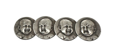 HOWARD & CO ANTIQUE STERLING SILVER BROOCH PIN 4 LAUGHING & CRYING BABIES RARE
