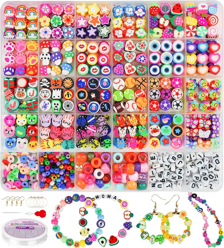 1000PCS Clay Beads Kit, 30 Styles Charms for Jewelry Making, Gift for Girls - Picture 10 of 11