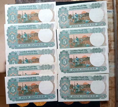 India 5 Rupees 9 Bank Notes 1990 To 2003 Signed By R N Malhotra & Bimal Jalan P  - Picture 1 of 2