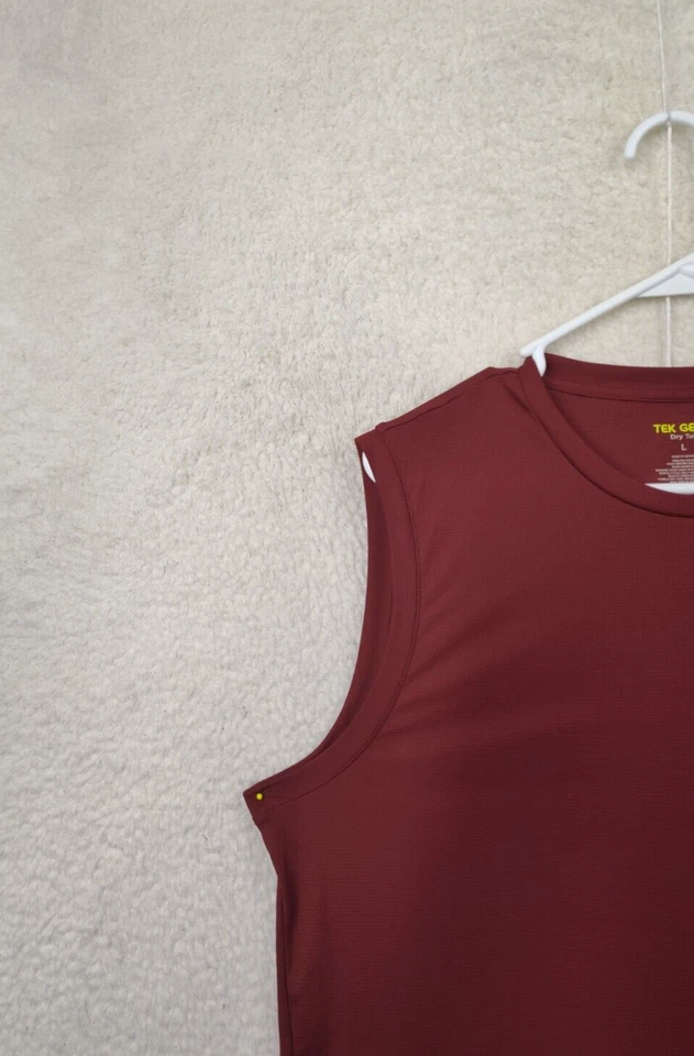 Camiseta sin mangas Tek Gear Dry Tek para hombre grande roja 100 % poliéster ajuste activo Foto 2 de 4