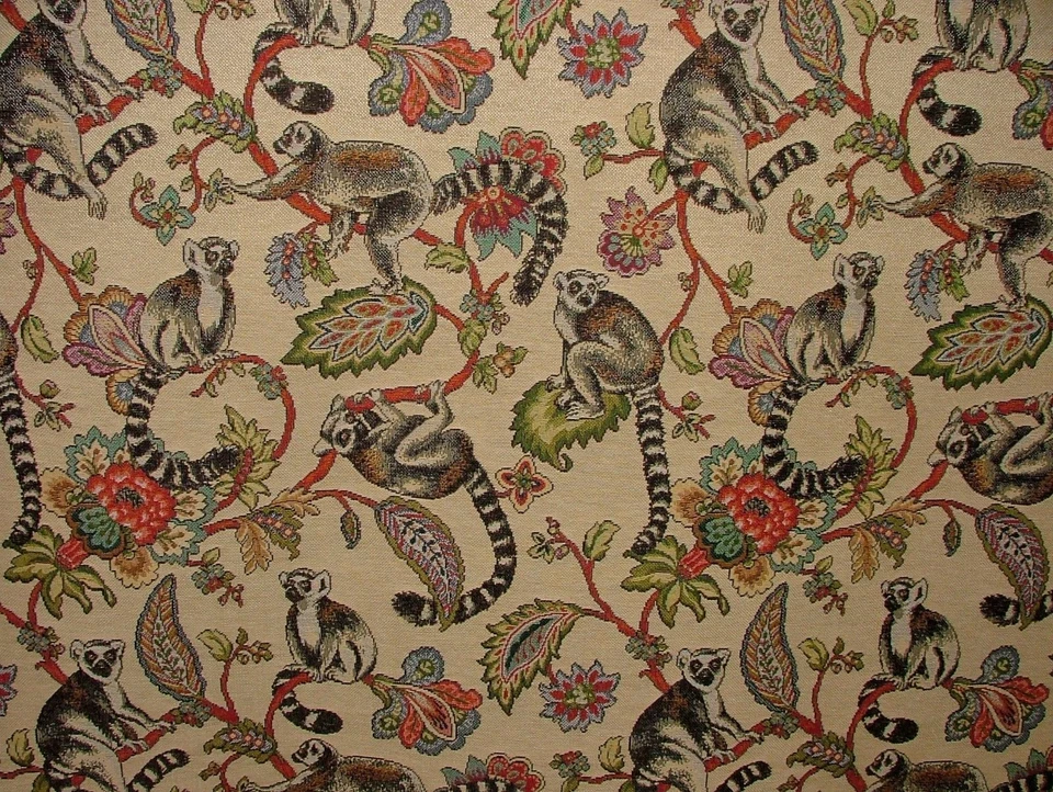 Lemur De Madagascar Tapiz Tela Diseñador Cortinas Cojines Tapicería Multicolor - Imagen 2 de 4