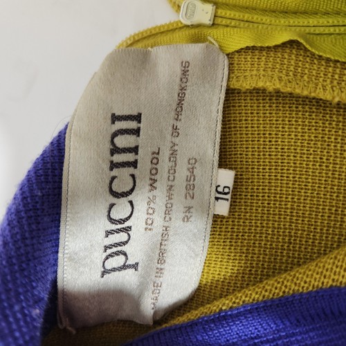 Puccini 50s 60s 2pc Wool Skirt Top Set Sz 16 Jackie O Mcm Yellow Green Hong Kong - Picture 14 of 15