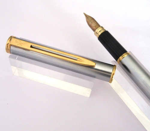Precioso bolígrafo Waterman Exclusive cromo bolígrafo oro 18K A368 - Imagen 4 de 10