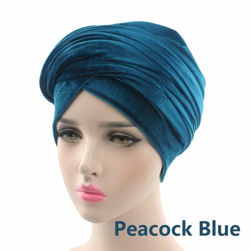 Ladies Velvet Turban Hats Muslim Hijab Bandana Head Wrap Scarf Chemo Cap Indian - Picture 29 of 32