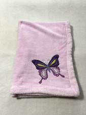 Lambs  Ivy Lavender Purple Pink Butterfly Applique Baby Blanket Minky Plush