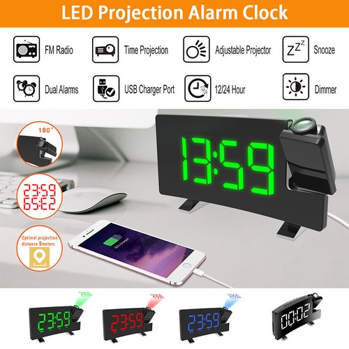 LED FM Radiowecker mit Projektion Digital Funkuhr Dimmbar Tischuhr Alarm USB - Bild 14 von 18