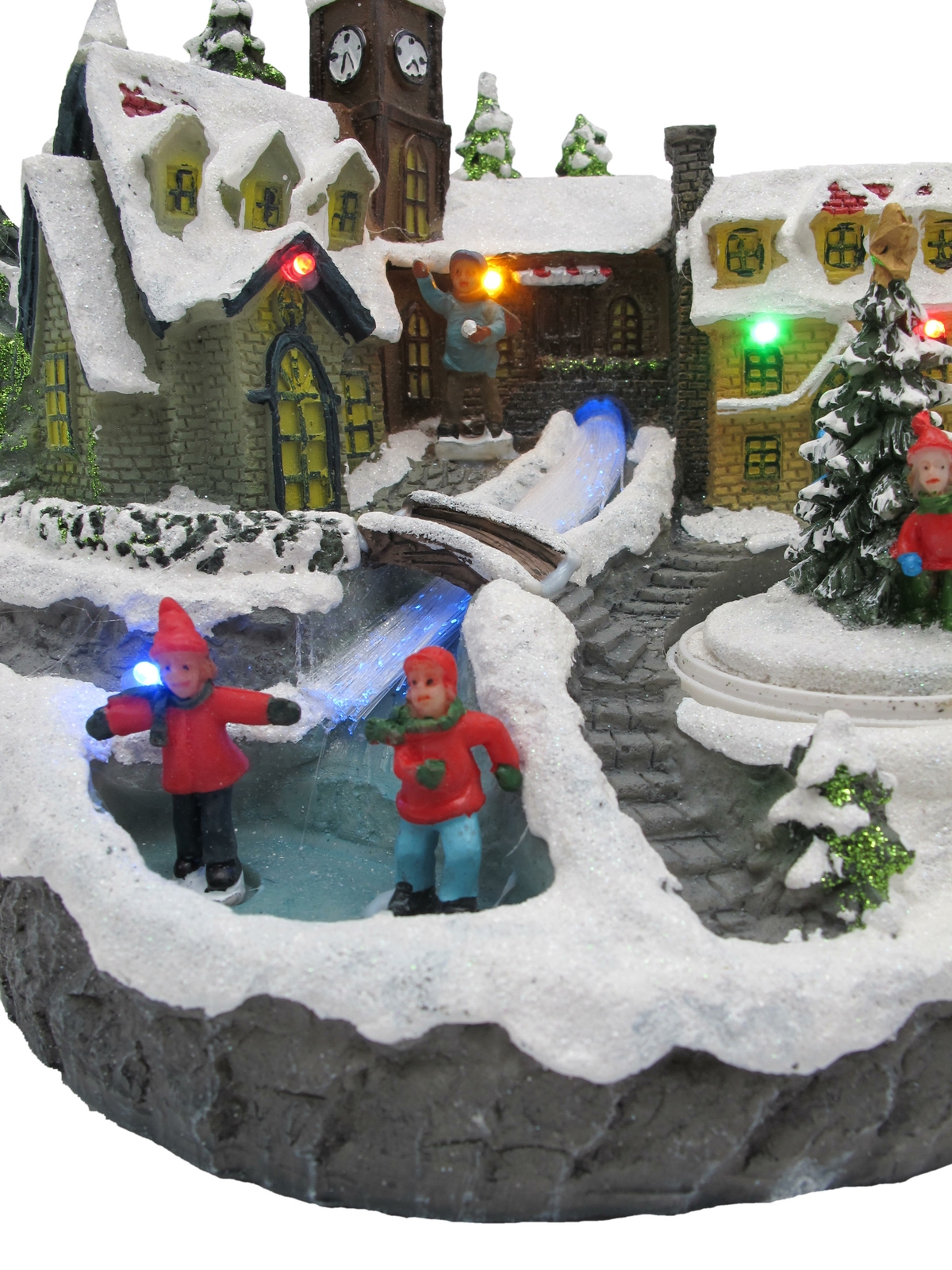 LED Winterdorf mit Tanne, Winter Weihnachts Landschaft Deko Figur  beleuchtet | eBay