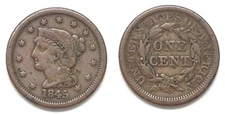 X4724  1845 Braided Hair Large Cent, VF details
