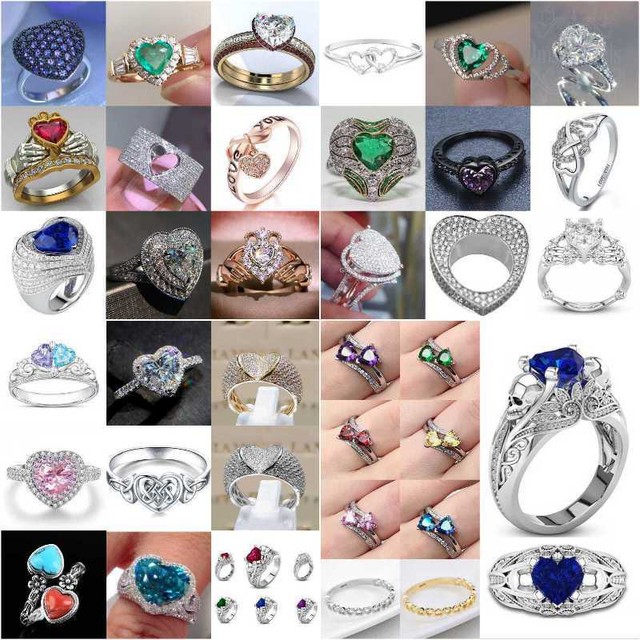 Heart Cut Cubic Zirconia Wedding Jewelry Silver Rings for Women Size 6-10 Heart Cut Cubic Zirconia Wedding Jewelry Silver Rings for Women Size 6-10