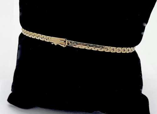 VINTAGE 14K WEAVE LINK EMERALDS & DIAMONDS SLIMLINE BRACELET,7.25" - Picture 2 of 13