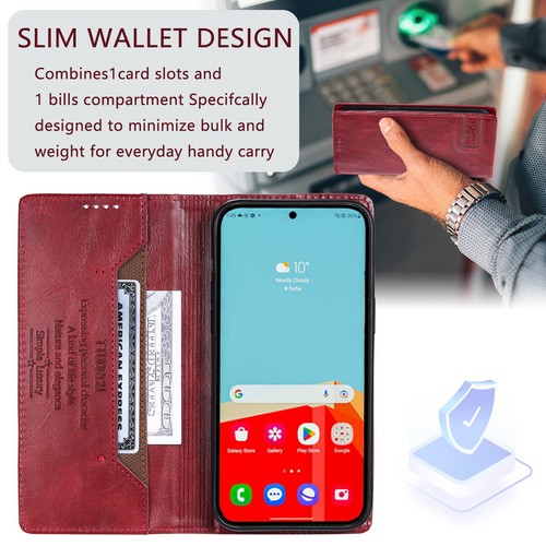 For Samsung Galaxy S23 S22 S21+ RFID Blocking Stand Card Magnetic Leather Case - Picture 28 of 65