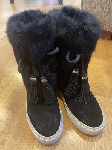 Tory Burch Angelica Suede And Fur Boots Sz 5