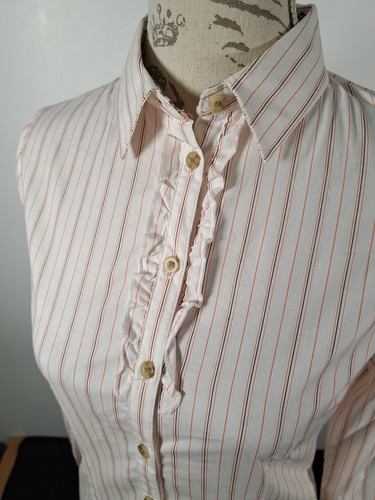 JOE BROWNS Ruffle Front Frill Striped Shirt Blouse Long Sleeve Stretch BNWT UK 8 - Picture 11 of 21