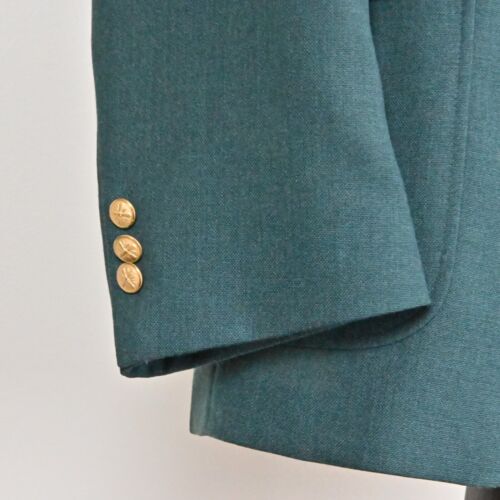 Vintage Basics by Croft & Barrow Worsted Wool Gold Buttons Green Blazer 44R USA - Picture 14 of 24