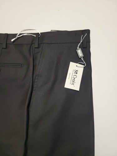 New ST CROIX Flat Front Dress Pants Men's 40x38 Black 14 MICRON WOOL 40 Italy - 第 4/9 張圖片