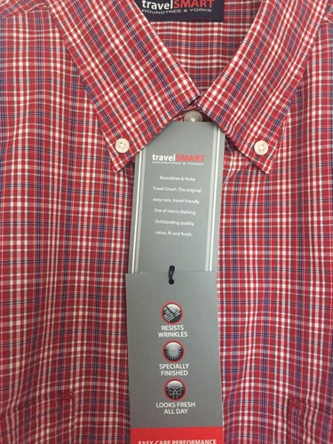 Roundtree Yorke Travel 4XB Button Front Short Sleeve Big & Tall Red NWT Mens - Picture 6 of 6