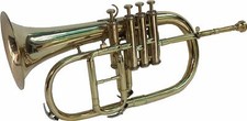 SUPERB DEAL BRASS PLATED Bb FLAT 4 VALVE FLUGEL HORN FREE HARD CASE MOUTHPIECE.