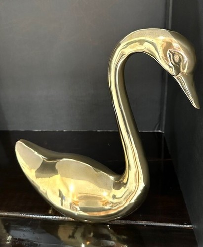 Vintage Pair Tall Large Solid Brass Swan Figurine-Decorative Home Decor - Picture 17 of 22