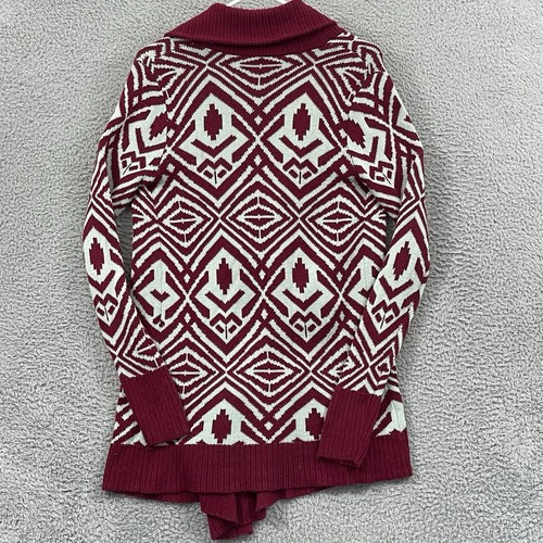 Suéter Lilla P Mujer S Rojo Azteca Cárdigan Manga Larga Frente Abierto Suelto - Imagen 6 de 9