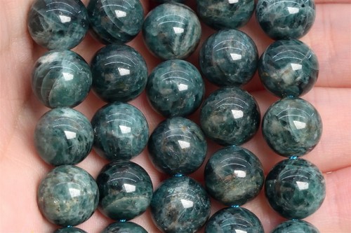 Cuentas sueltas redondas de 10 mm genuinas naturales azul profundo verde apatita grado AA - Imagen 3 de 3