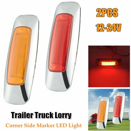 2PC Corner Side Marker LED Lights Outline Lamp For Truck Trailer Van Bus 12V-24V