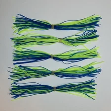 5 Custom Made Silicone Spinnerbait Skirts(Blue/Chart)-Bass Fishing-Fishing-"NEW"