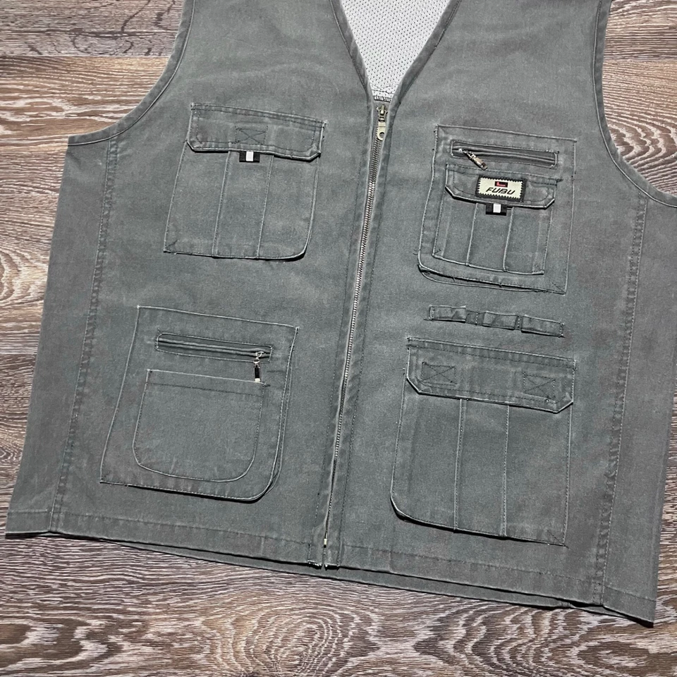 Vintage FUBU Fisherman Hunter Multipocket Cargo Workwear Vest Gilet size XXLarge - Image 3 of 4