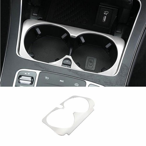 Sliver Steel Middle Console Water Cup Frame Trim 1PCS For Benz C-Class 2015-2021 - Bild 1 von 10