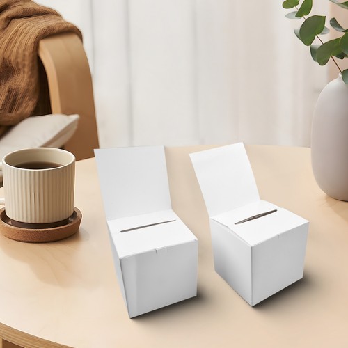 2 Stück, Wahlurne Spendenbox mit herausnehmbarem Kopfbrett Vorschlagsbox weiß - Bild 12 von 12