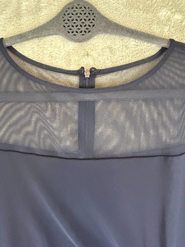 R&M Richards Sheer Net Bell Sleeves Polyester Blend Dress Navy Blue Size 14 - Picture 5 of 10