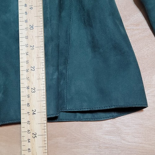 A-K-R-I-S AKRIS PUNTO Blazer Ladies Size 10 Lamb Suede Hunter Green Roll Cuff - Picture 5 of 11
