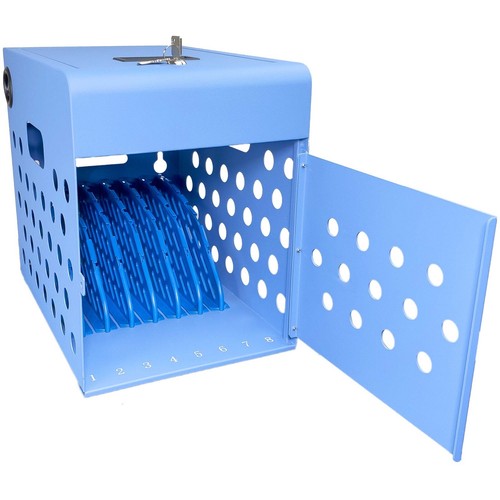 8 Device Tablet Laptop Charging Station Locking Cabinet Cable Organizer Black - 第 1/9 張圖片