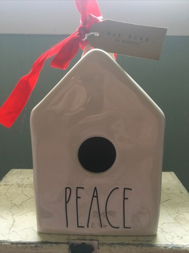 RAE DUNN ARTISAN COLLECTION WHITE PEACE BIRD BIRDHOUSE NWT