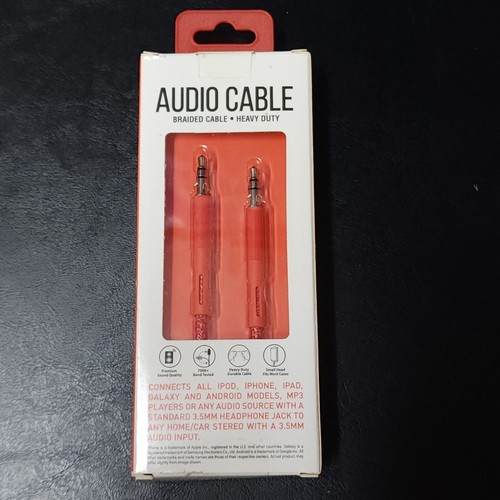 Cable de audio de 3 pies. Luxshare trenzado de alta resistencia AUX3BR001 3,5 MM macho a macho auxiliar - Imagen 2 de 3
