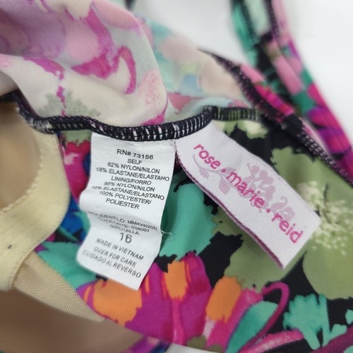 VINTAGE ROSE MARIE REID ONE PIECE SWIMSUIT SIZE 16 FLORAL MULTICOLOR WIRELESS. - Picture 3 of 24