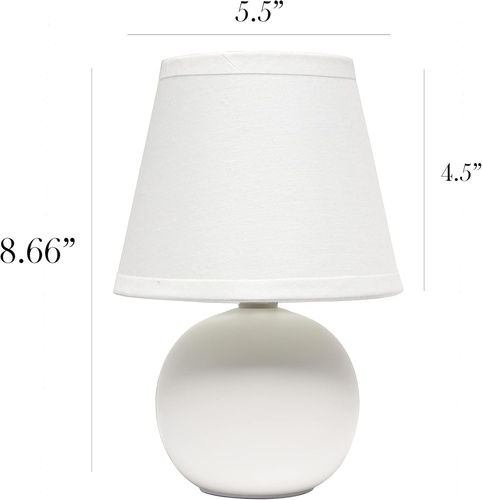 Mini Ceramic Globe Table Lamp, off White Simple Designs LT2008-OFF - Picture 7 of 8
