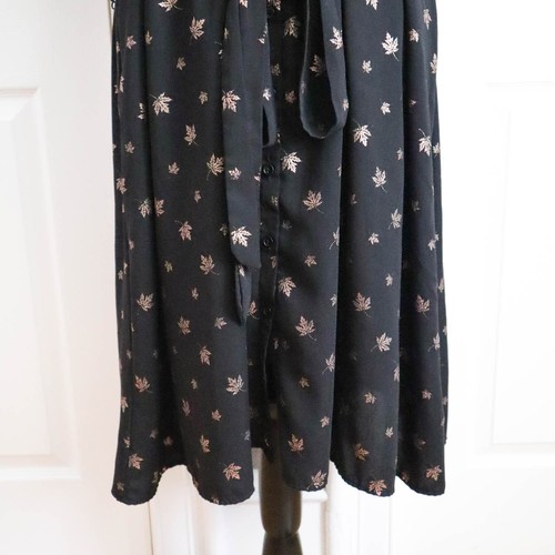 ModCloth Jessy B Plus 4X Belted Midi Swing Dress Black & Gold Floral Leaf - Picture 4 of 9